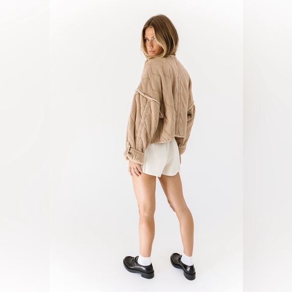 NWT Free People Women’s Gwynnie Quilted Jacket in Champagne Diamonds Large - Picture 7 of 14